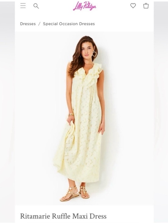 Lilly Pulitzer Dresses & Skirts - Lilly Pulitzer Pale Yellow Ritamarié Ruffle Maxi Dress size 12
